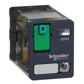 Schneider Electric Miniature Power Relay; 15A; DPDT; 12VDC; 8-Blade; LED; Mechanical Indicator; Test Button